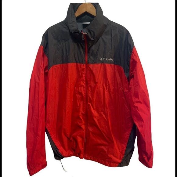 Columbia red and black classic performance windbreaker w hood in Sz xl in EUC. - Picture 1 of 11